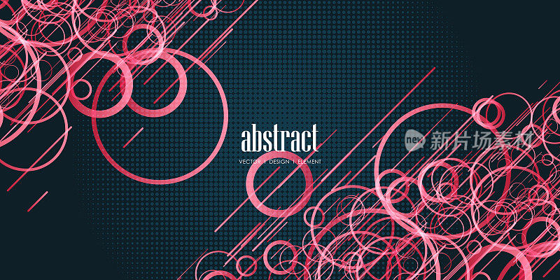 抽象蓝色梯度几何形状圆形背景。