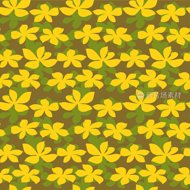 日本夏威夷黄花落矢量无缝图案