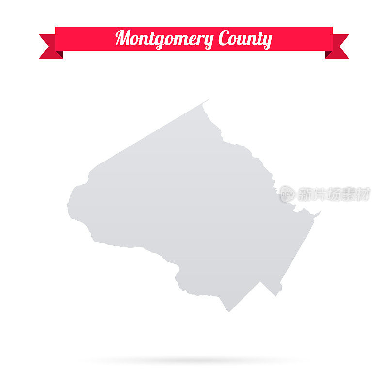 马里兰州蒙哥马利县。白底红旗地图