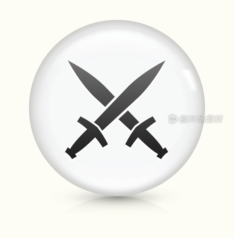 铁匠剑图标上的白色圆形矢量按钮