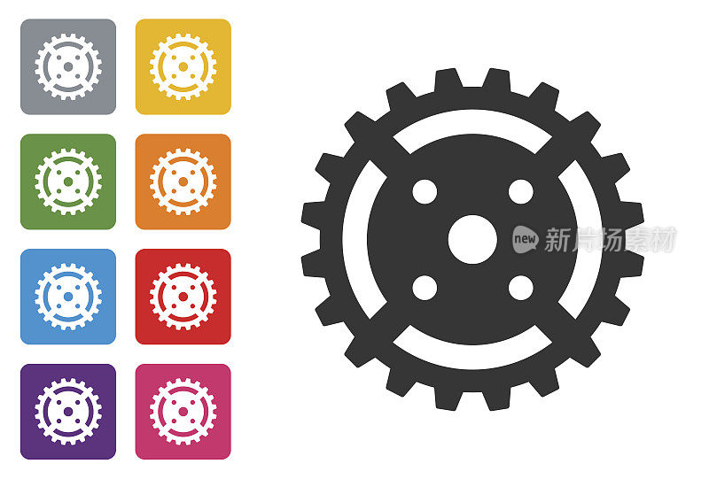 齿轮图标08上的彩色按钮