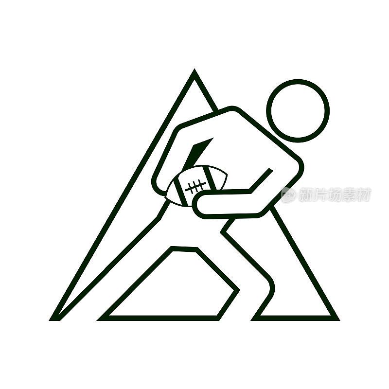 三角形形状足球橄榄球运动图形轮廓符号矢量插图