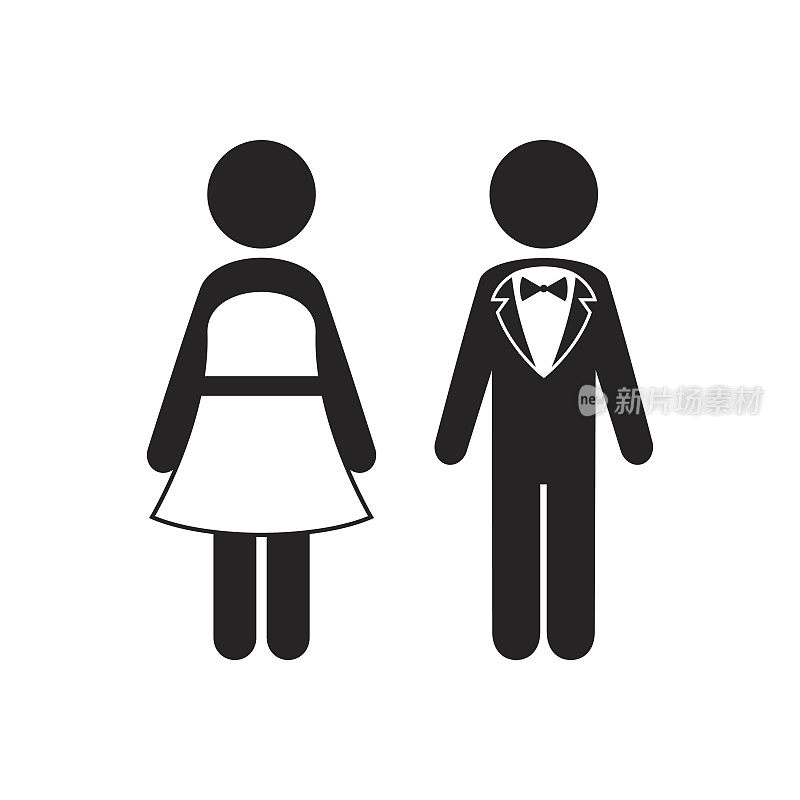 男人和女人的偶像。黑领结着装规范图标