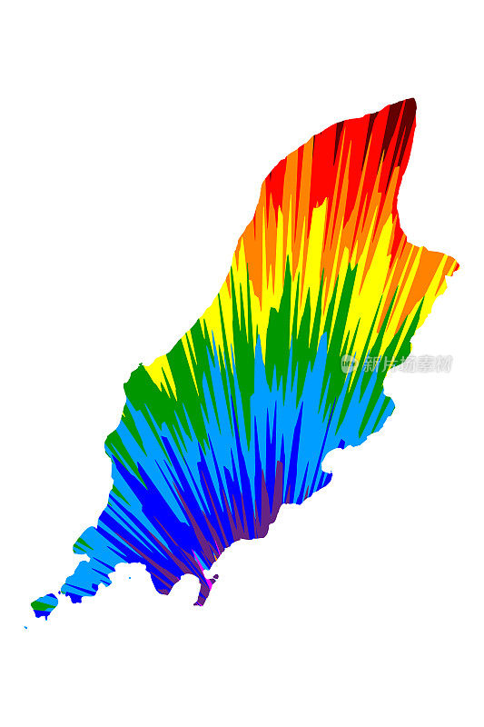 曼岛地图是设计彩虹抽象的彩色图案，曼岛地图由色彩爆炸制成，