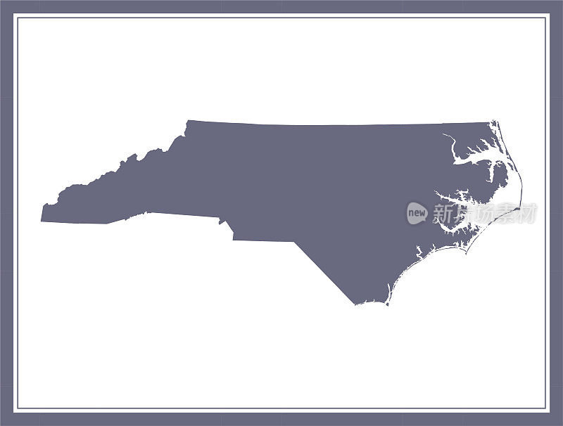 北卡罗莱纳州轮廓矢量地图制图