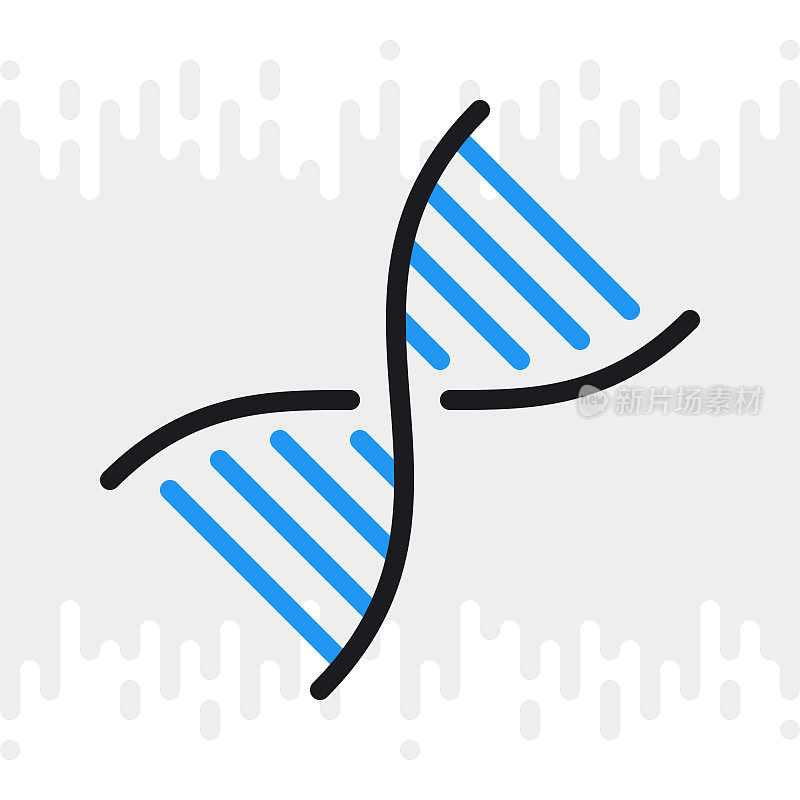 DNA，基因或基因组图标。简单的颜色版本，浅灰色背景