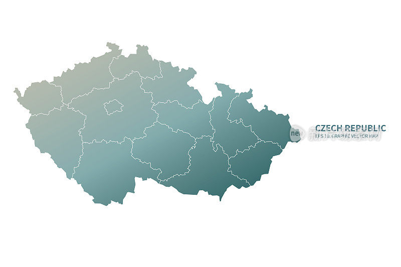 捷克的地图。欧洲捷克矢量地图