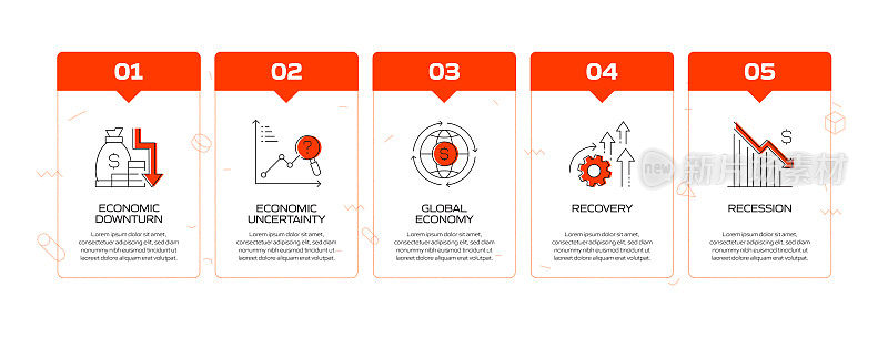 经济和金融概念信息图模板，元素和图标。简单的矢量信息图设计
