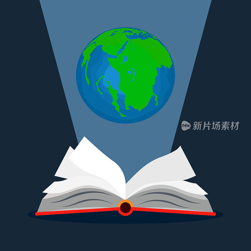 打开一本书，放眼世界。概念书可以创造世界。向量illustration.jpg