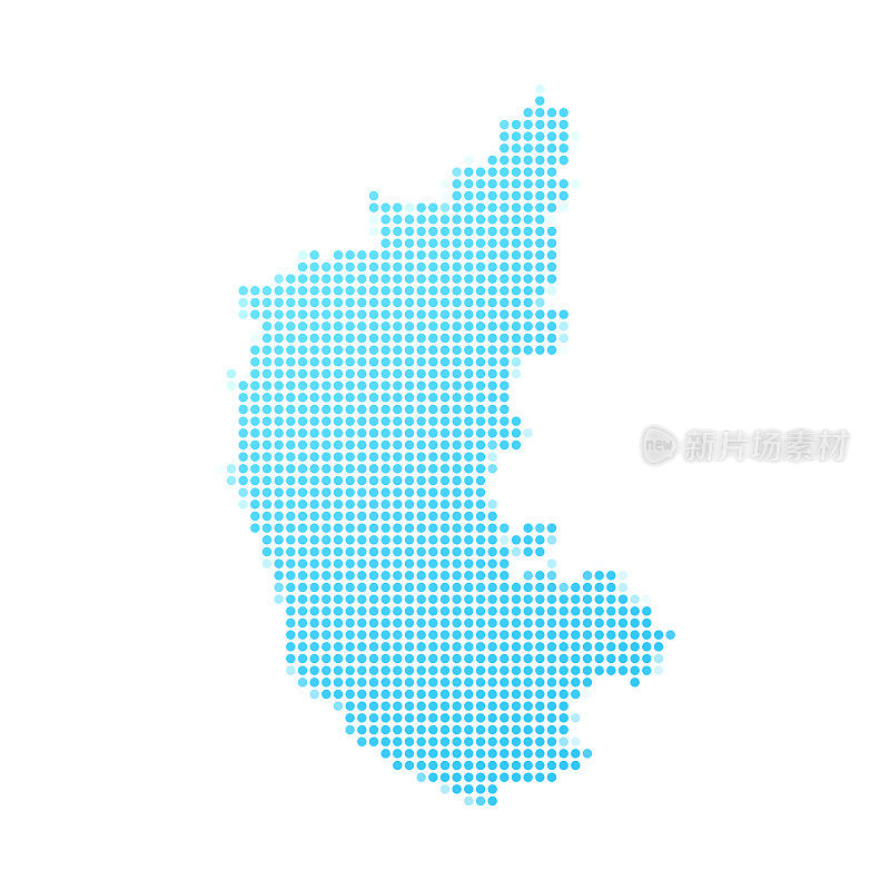 卡纳塔克邦地图，白底蓝点