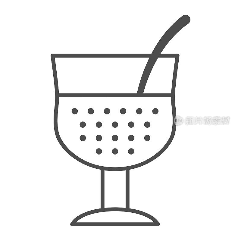 法国奶油沙拉酱细线图标，法国食品概念，酱向量标志上的白色背景，玻璃轮廓风格的移动概念和网页设计。矢量图形。
