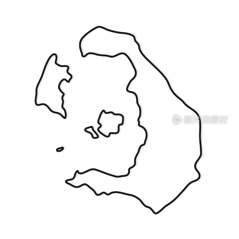 圣托里尼岛地图的黑色轮廓