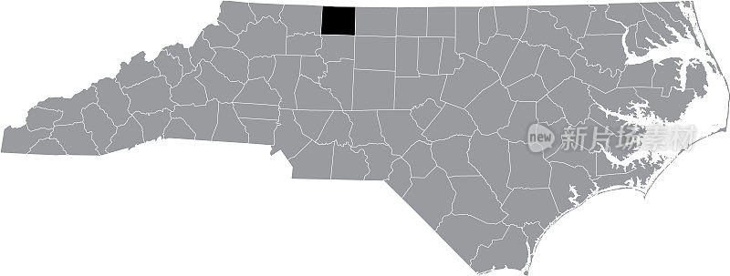 美国北卡罗来纳州斯托克斯县的位置地图