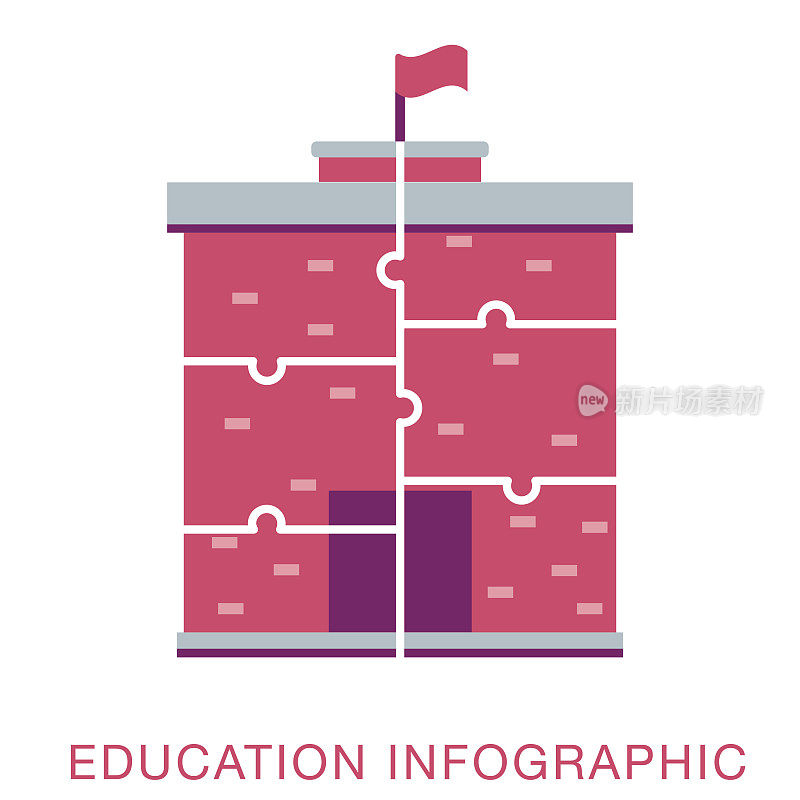 学校谜题教育信息图表与文本和图标