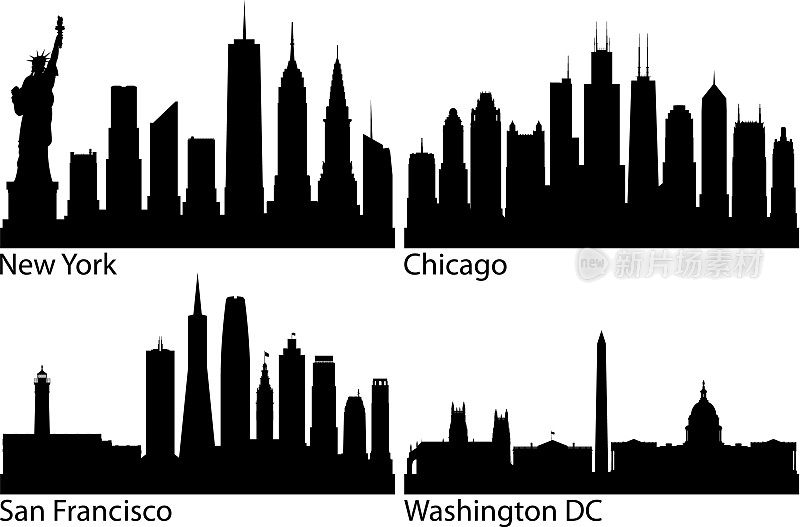 美国城市(所有的建筑都是完整的，可以移动的)