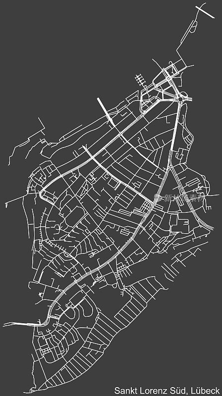 街道街道地图:LORENZ-SÜD区，LÜBECK