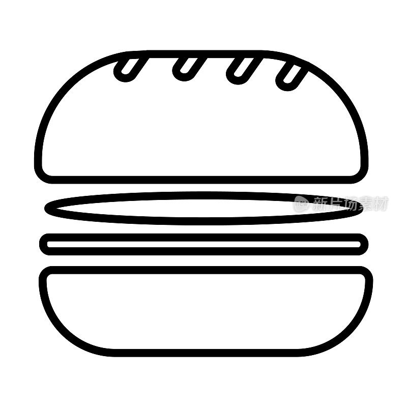 零食图标。瘦线性零食轮廓图标孤立在白色背景。直线矢量零食标志，网页和移动的符号。