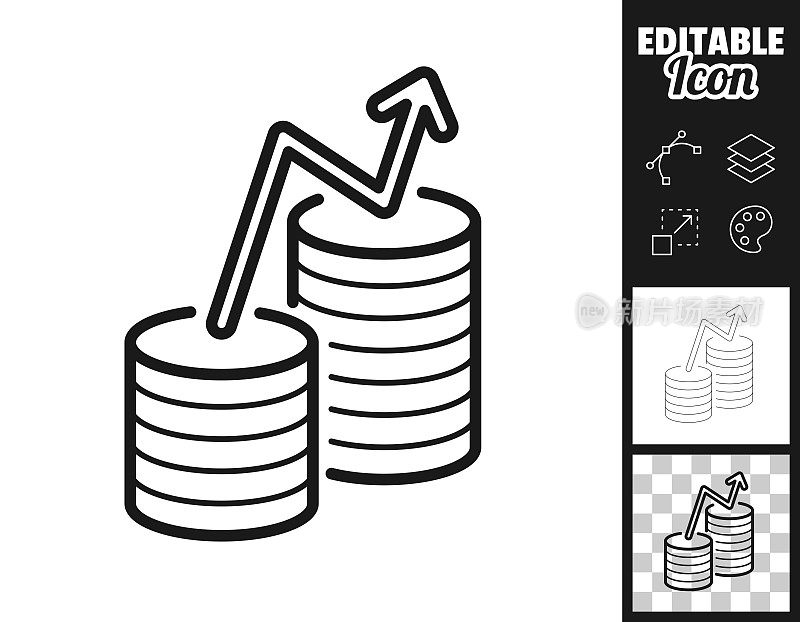 货币增长。图标设计。轻松地编辑
