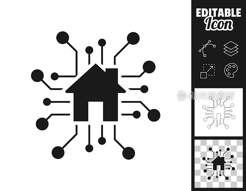 智能家居。图标设计。轻松地编辑
