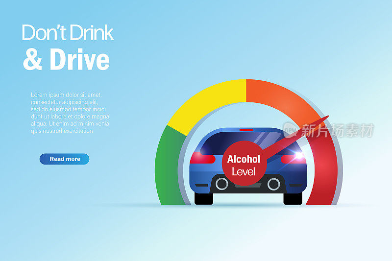 不要酒后驾车。酒精含量高的高速汽车可能导致车祸和伤亡。矢量插图。