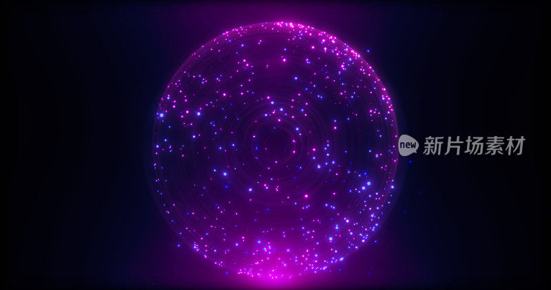圆球圆球做成的小发光粒子，圆点沙粒，紫色的，闪亮的，明亮喜庆。抽象的背景。屏幕保护程序