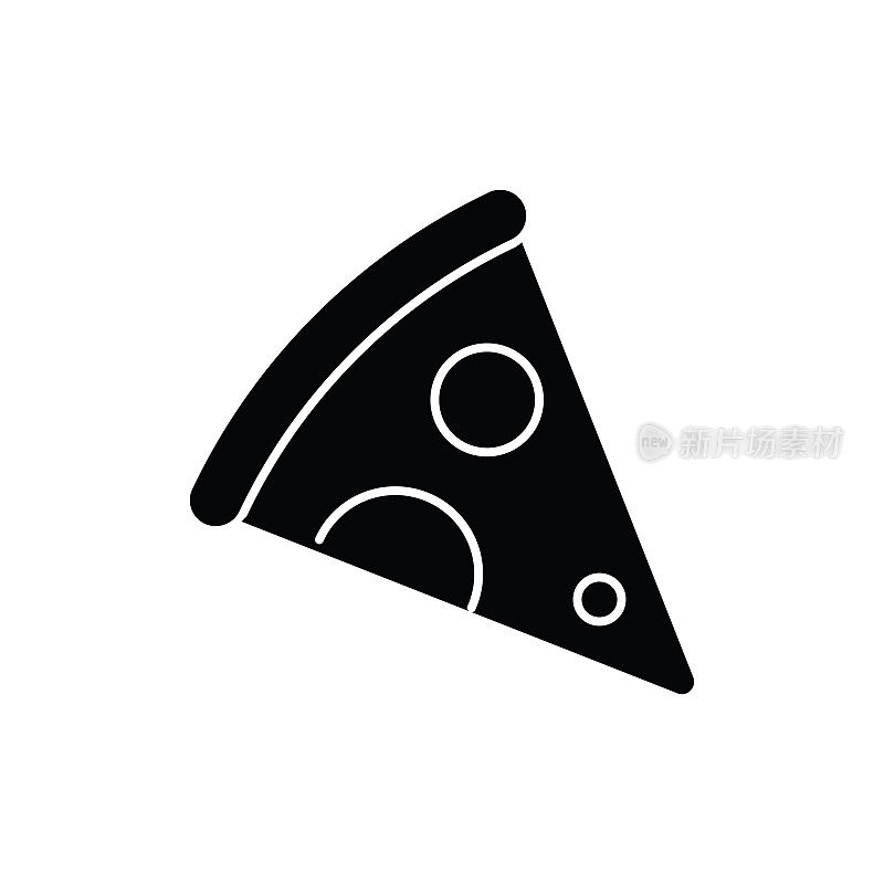 披萨剪影图标。矢量插图。
