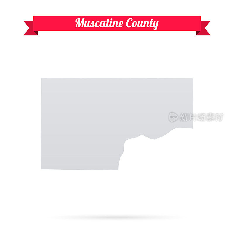爱荷华州马斯卡廷县。白底红旗地图