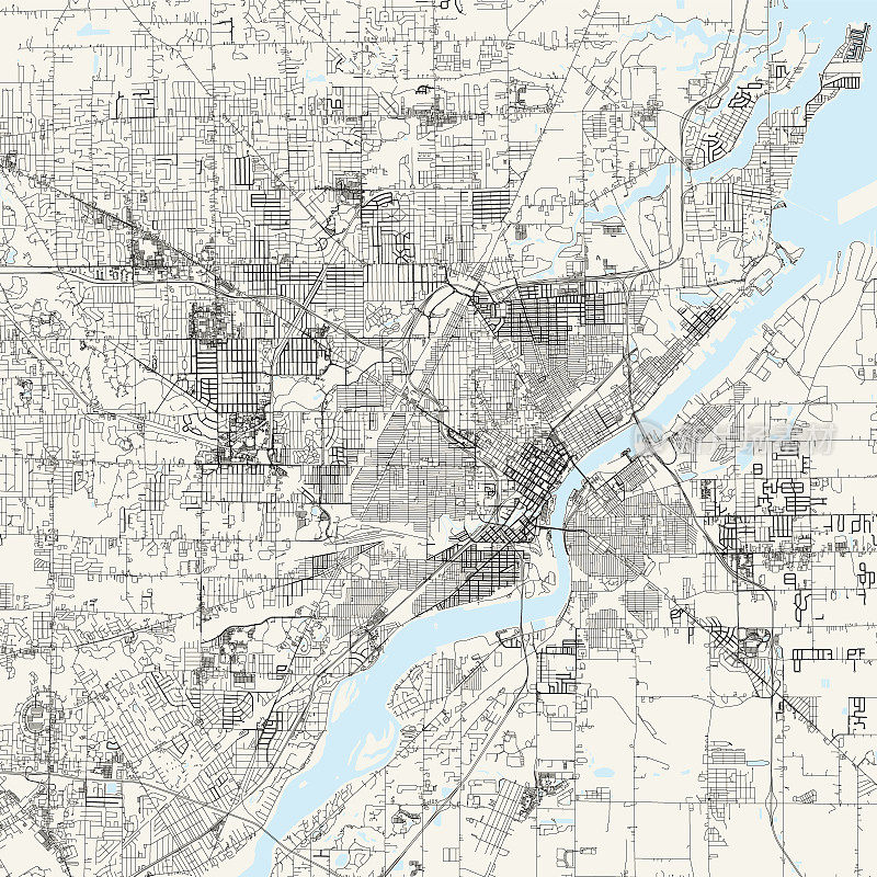 托莱多，俄亥俄州，美国矢量地图