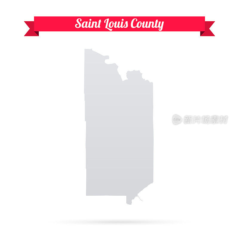 明尼苏达州圣路易斯县。白底红旗地图