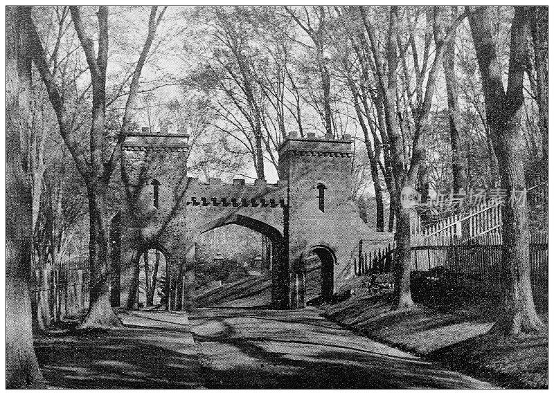 汉普顿县,马萨诸塞州的古董图像:春田公墓,入口