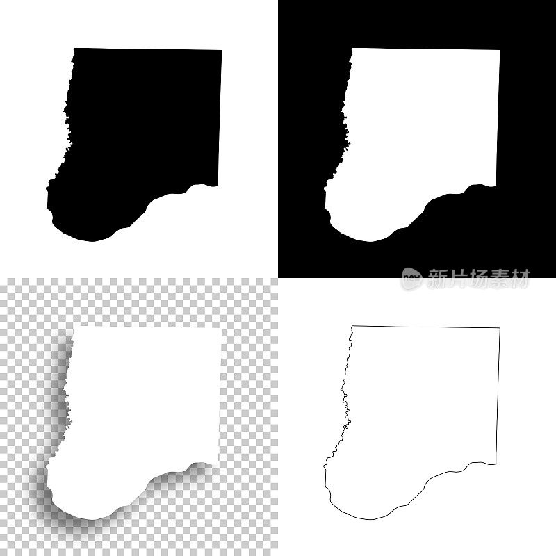 密苏里州卡拉威县。设计地图。空白，白色和黑色背景