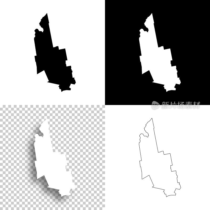缅因州富兰克林县。设计地图。空白，白色和黑色背景
