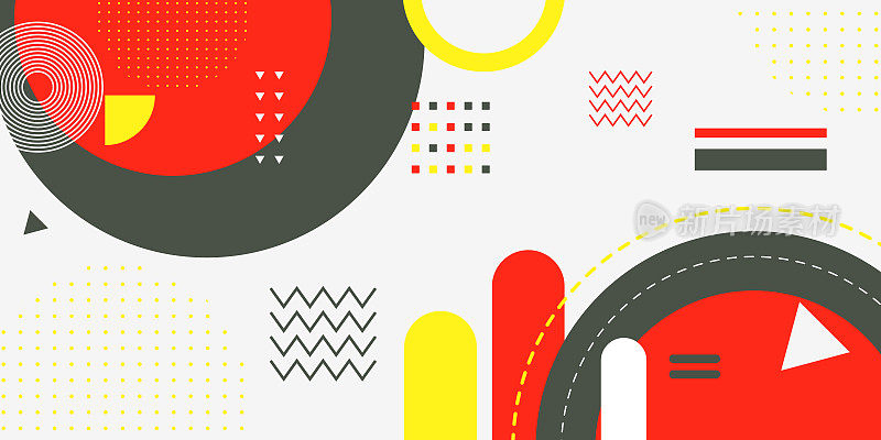 抽象液体粉彩背景与几何元素矢量