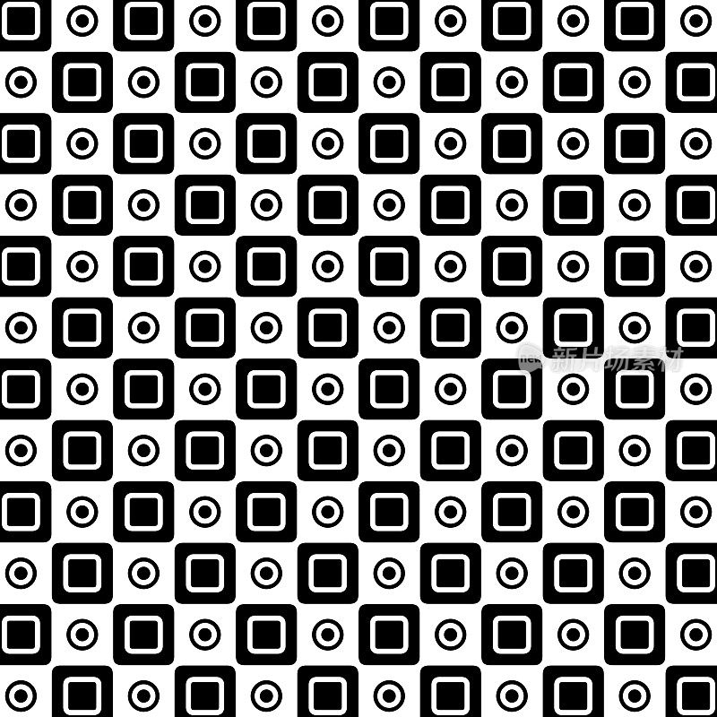 双方格和圆形格子图案
