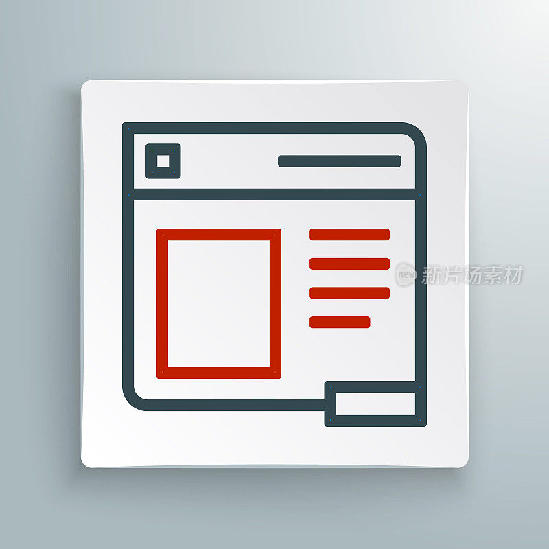 行浏览器窗口图标孤立在白色背景上。色彩缤纷的轮廓概念。向量