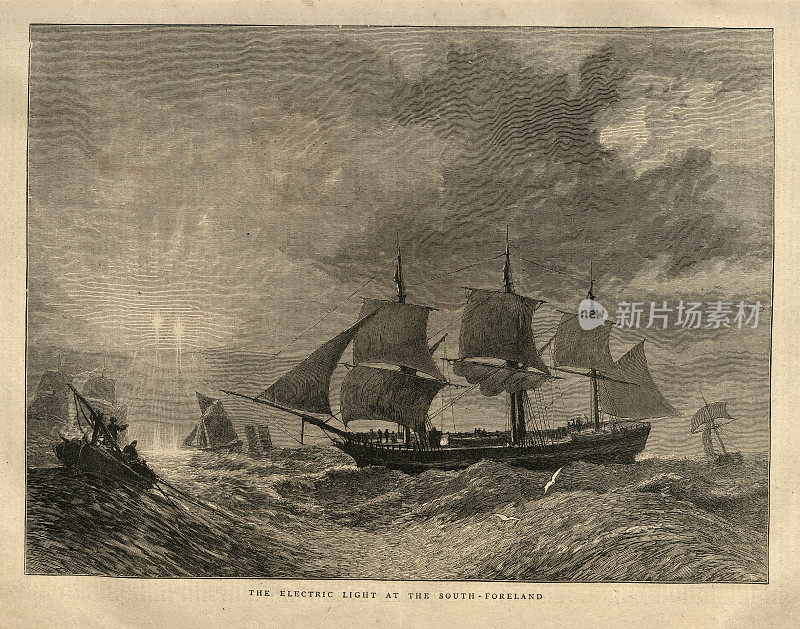 南岸的电灯现象，帆船，19世纪70年代，19世纪的历史