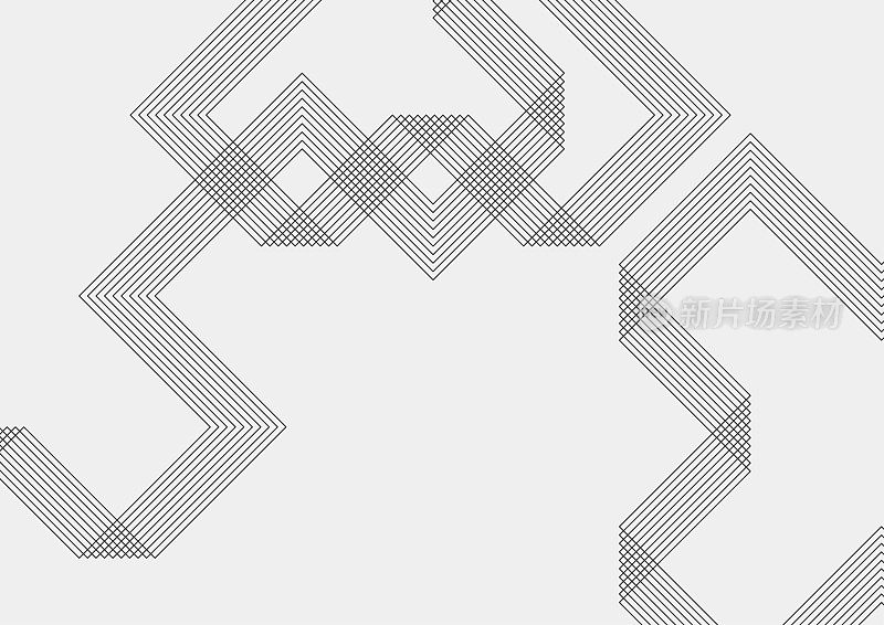 抽象黑白线几何极简图案背景
