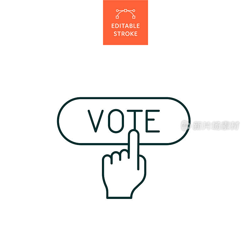 投票线图标与可编辑的笔画。Icon适用于网页设计、移动应用、UI、UX和GUI设计。