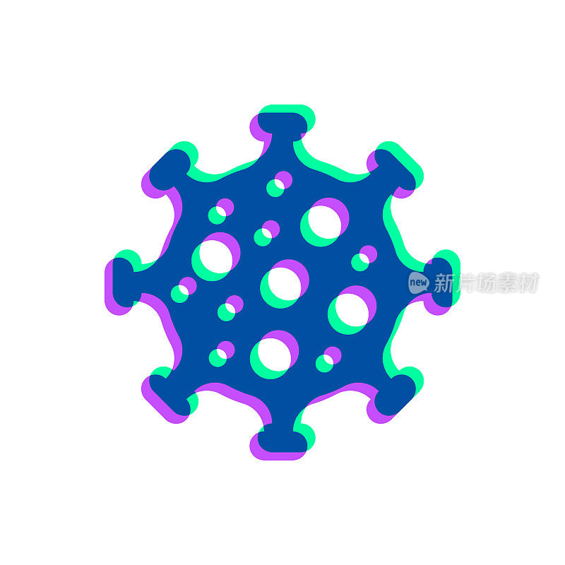 病毒的细胞。图标与两种颜色叠加在白色背景上