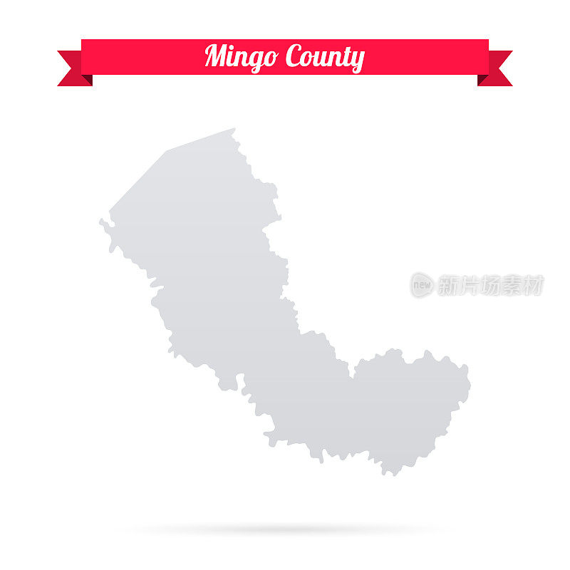 西弗吉尼亚州明戈县。白底红旗地图