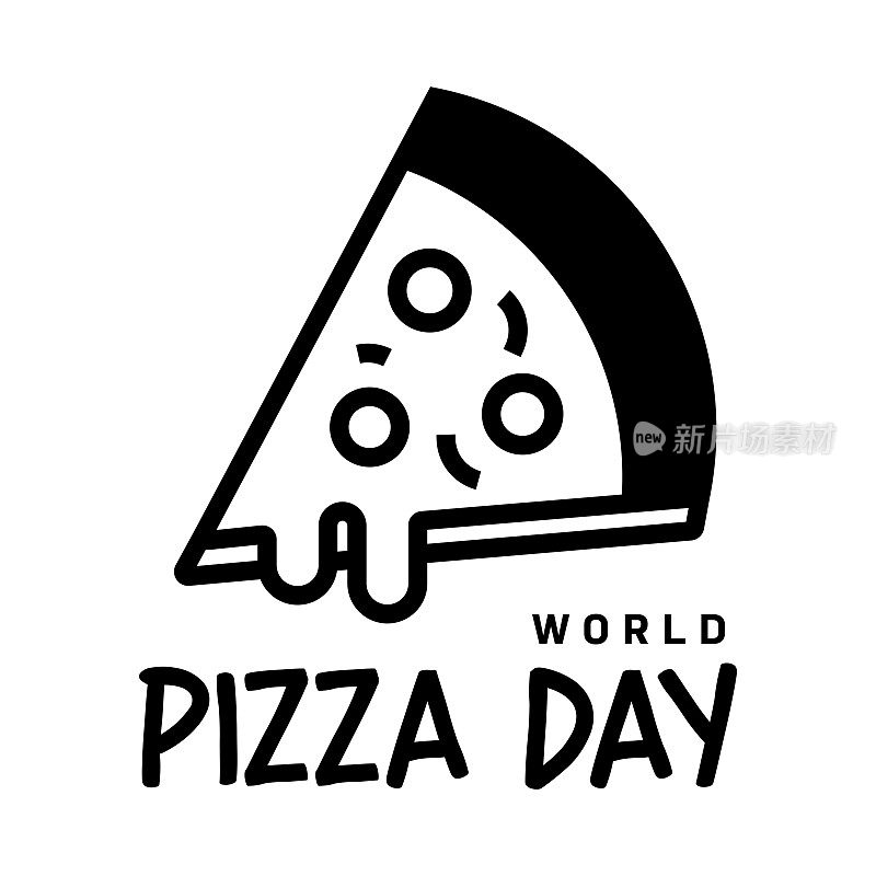 世界披萨日矢量手写字母与图标。
