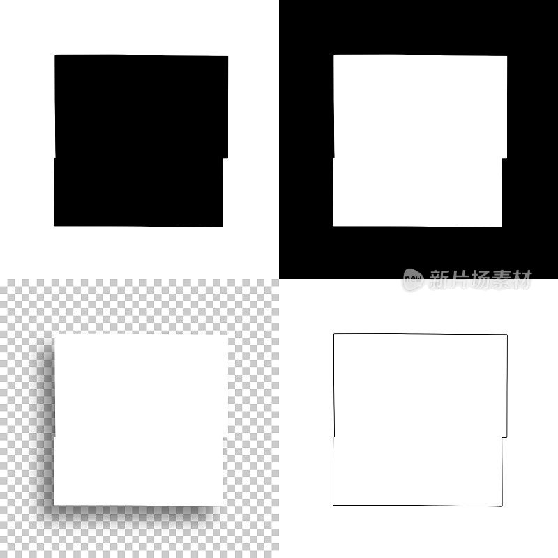 道奇县，威斯康星州。设计地图。空白，白色和黑色背景