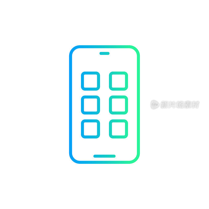 手机与应用程序图标梯度线图标。Icon适用于网页设计、移动应用、UI、UX和GUI设计。