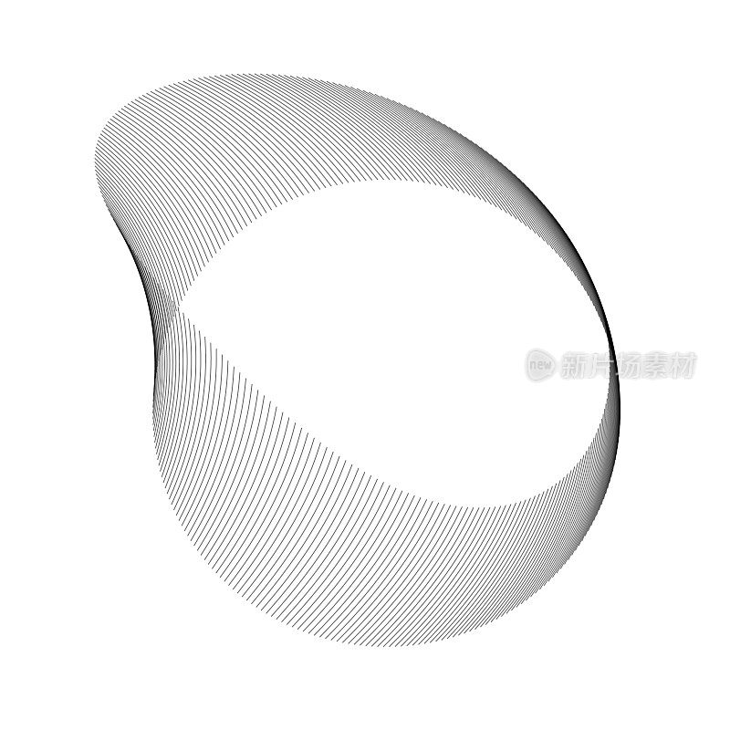 单色M?bius条与线条图案，说明连续性和优雅。