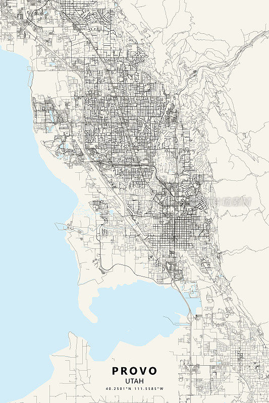普罗沃，犹他州，美国矢量地图