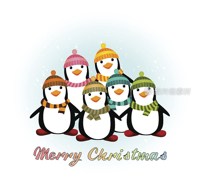 圣诞背景卡通企鹅