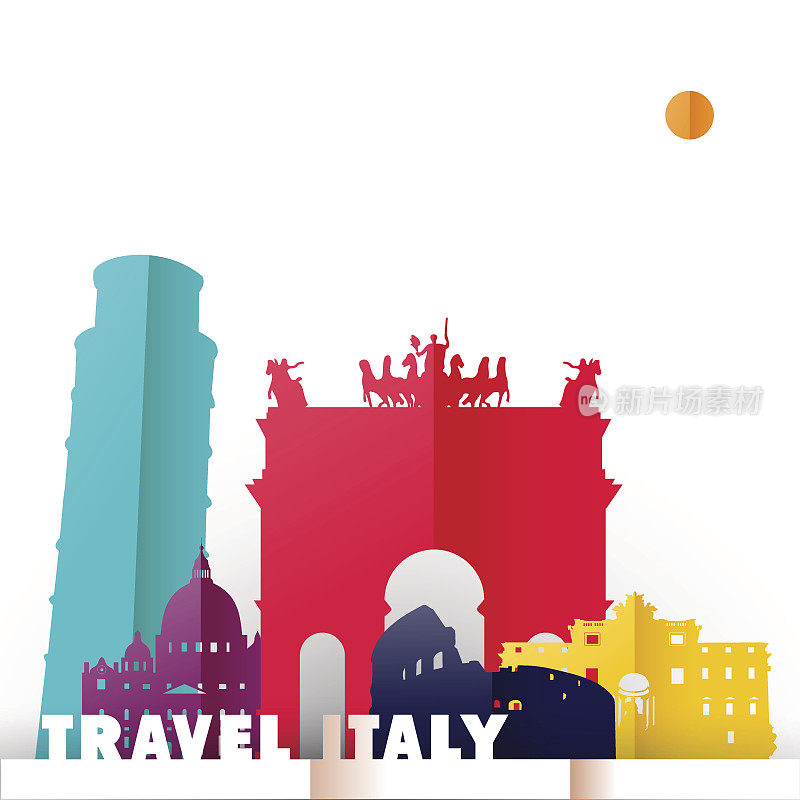 旅游意大利国家剪纸世界纪念碑