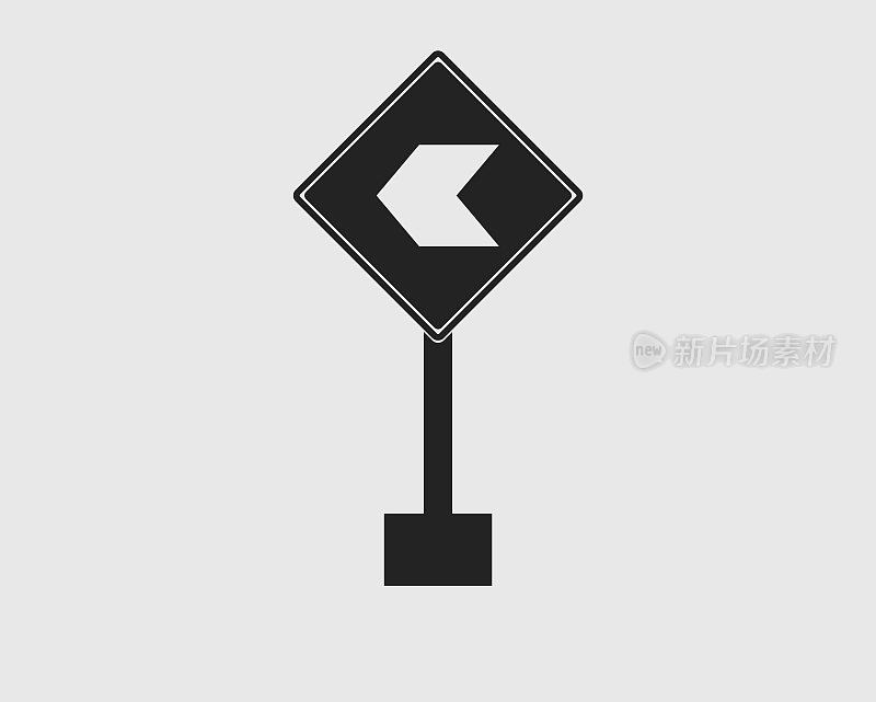 灰色背景上的高速公路的矩形左箭头标志图标。