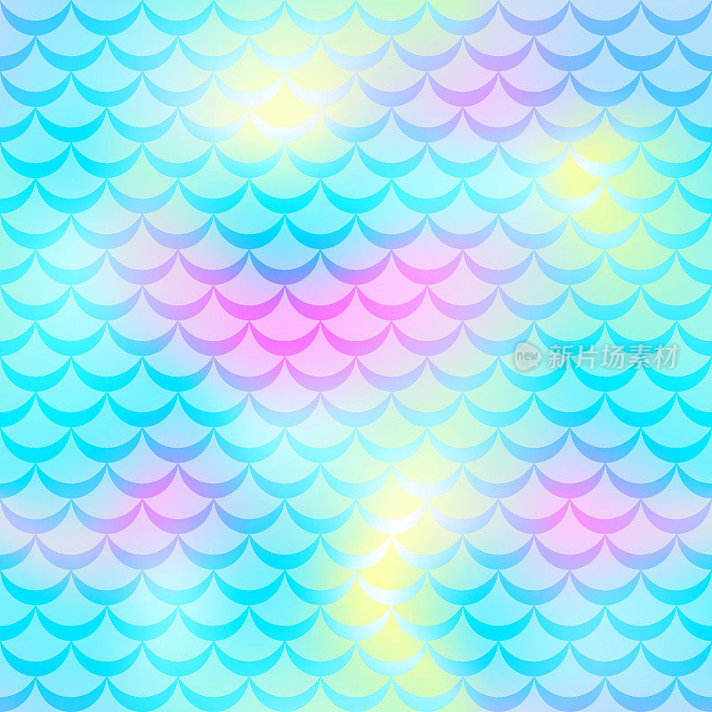 绿松石美人鱼矢量背景。薄荷粉彩虹色背景。