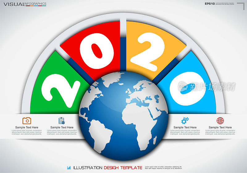 全球商业信息图在圆形风格